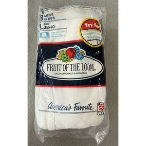 nwt ds FRUIT OF THE LOOM 3 pack brief underwear LARGE 38-40 vtg 80s 90s usa made